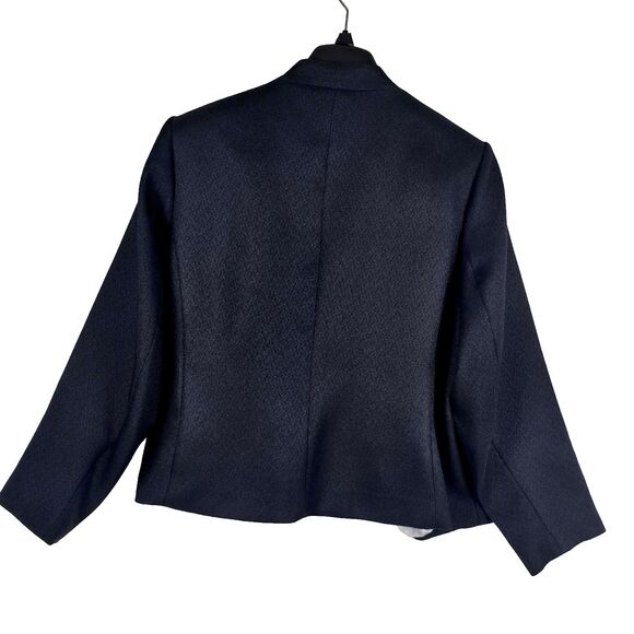 Calvin Klein Textured Open Front Jacket Women Size 18 Button Blazer Navy Blue - Picture 2 of 9